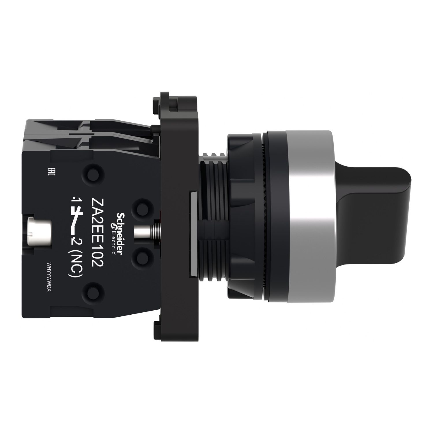 Picture of Complete selector switch, Easy Harmony XA2, plastic, black, 22mm, 2 positions, stay put, 1NO + 1NC