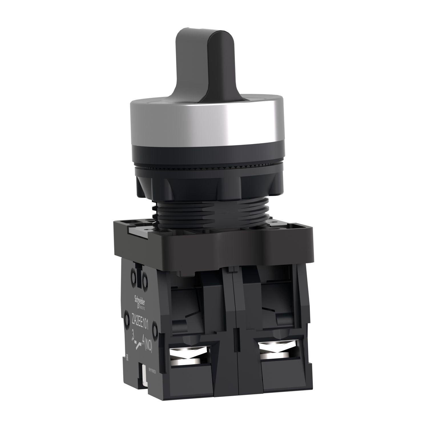Picture of Complete selector switch, Easy Harmony XA2, plastic, black, 22mm, 3 positions, stay put, 2NO