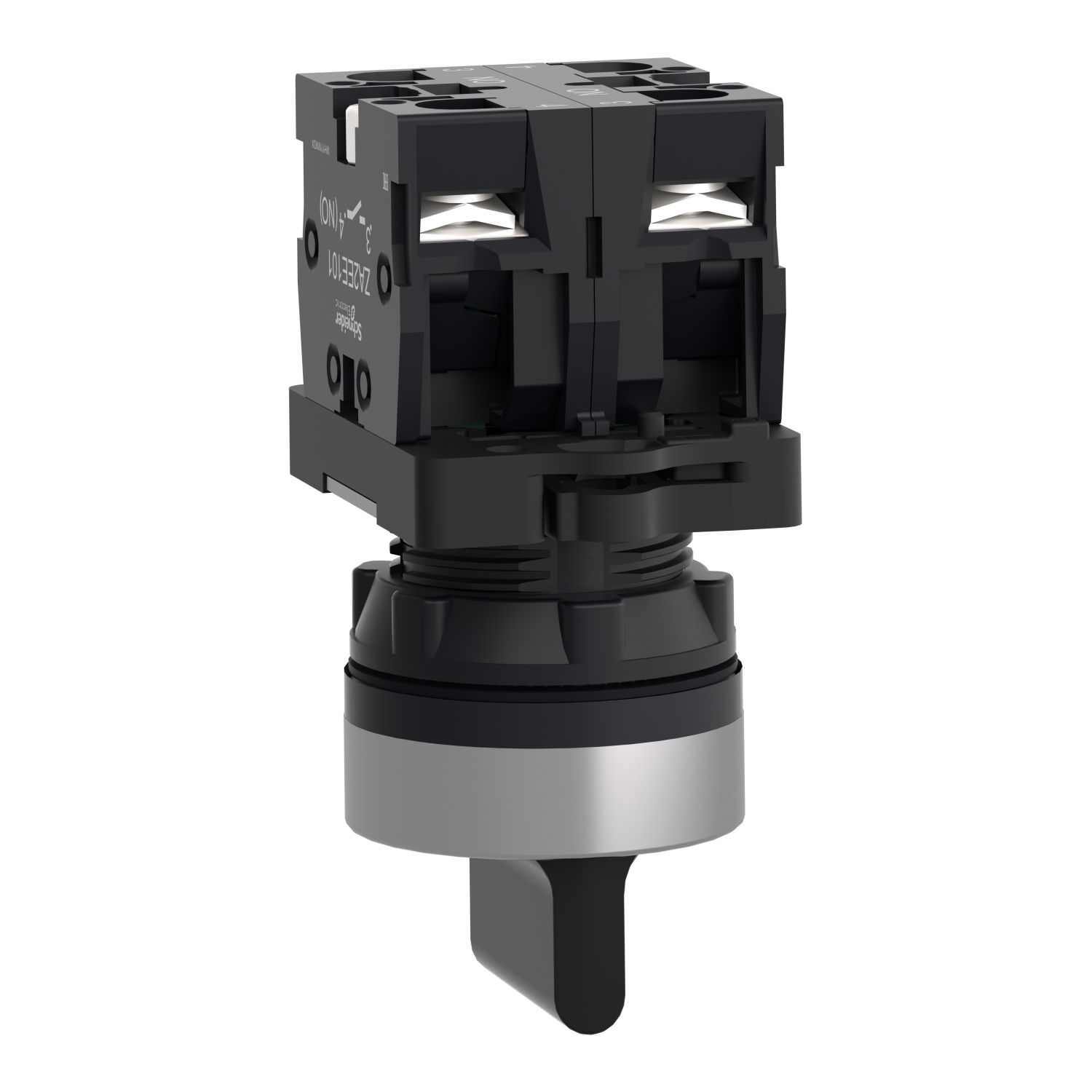 Picture of Complete selector switch, Easy Harmony XA2, plastic, black, 22mm, 3 positions, stay put, 2NO