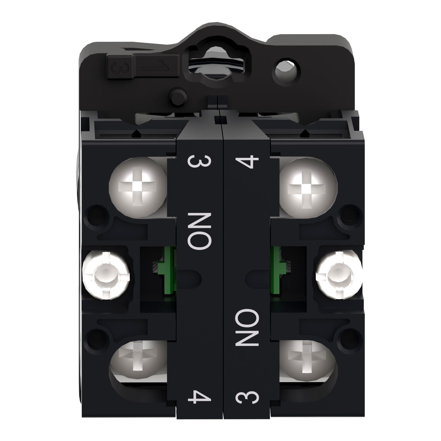 Picture of Complete selector switch, Easy Harmony XA2, plastic, black, 22mm, key 455, 2 positions, spring return from right to left, 2NO