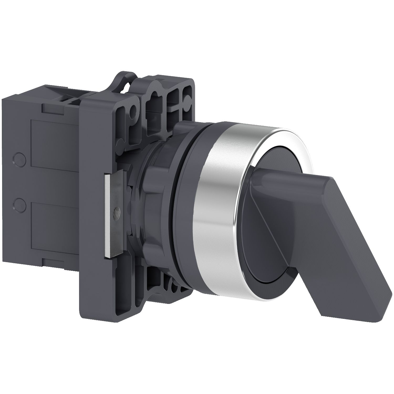 Picture of Complete selector switch, Easy Harmony XA2, plastic, black, 22mm, long handle, 2 positions, stay put, 1NO