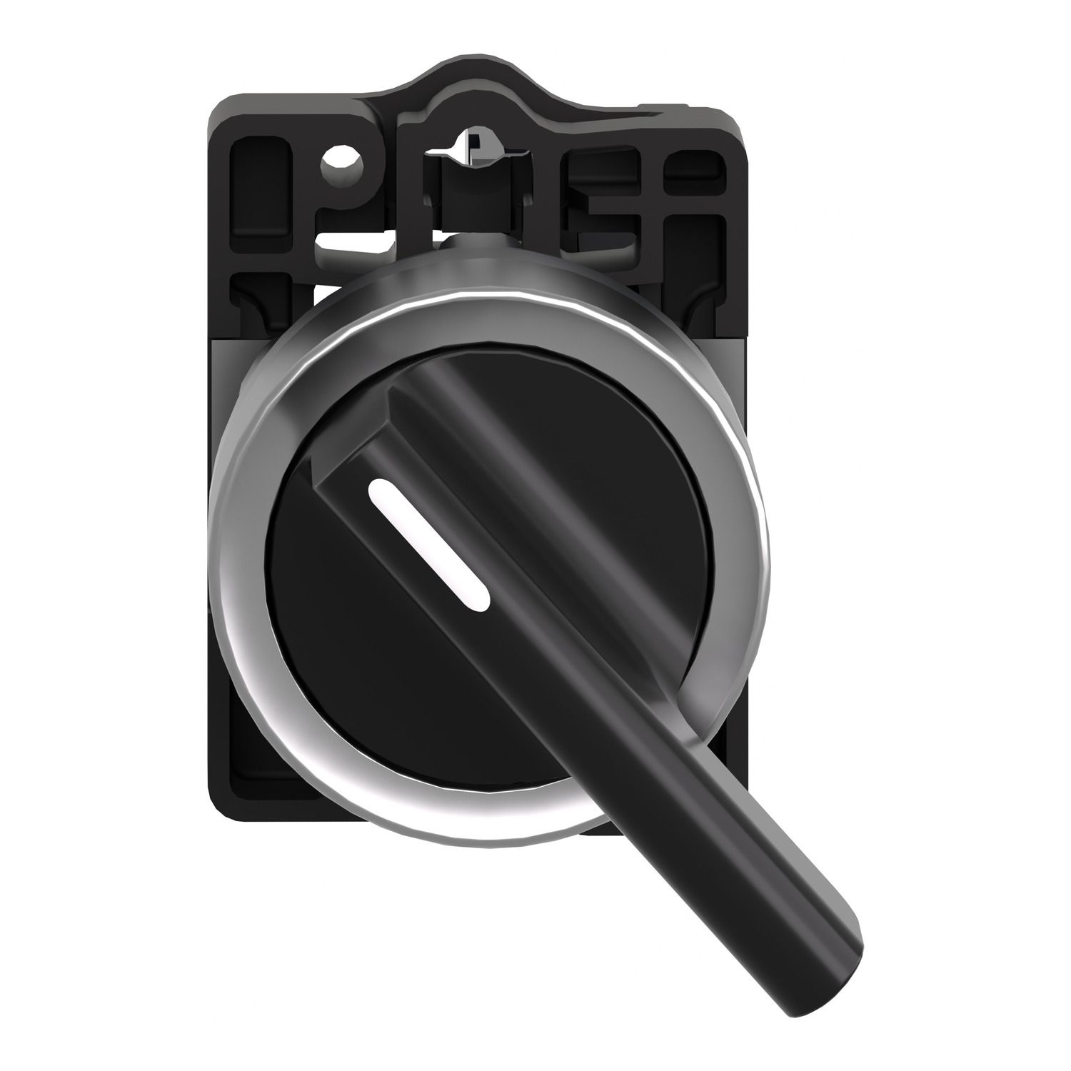 Picture of Complete selector switch, Easy Harmony XA2, plastic, black, 22mm, long handle, 2 positions, stay put, 1NO