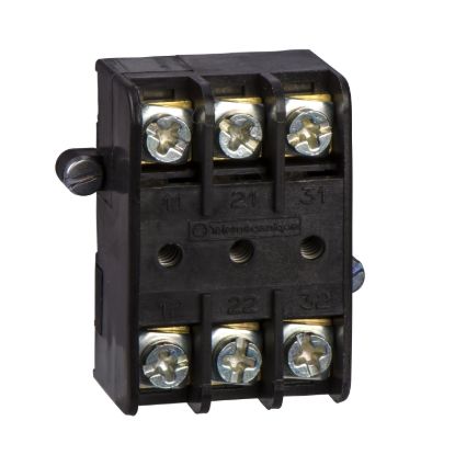 Picture of Contact block, Harmony XAC, single contact, spring return, emergency stop push button, 3NO
