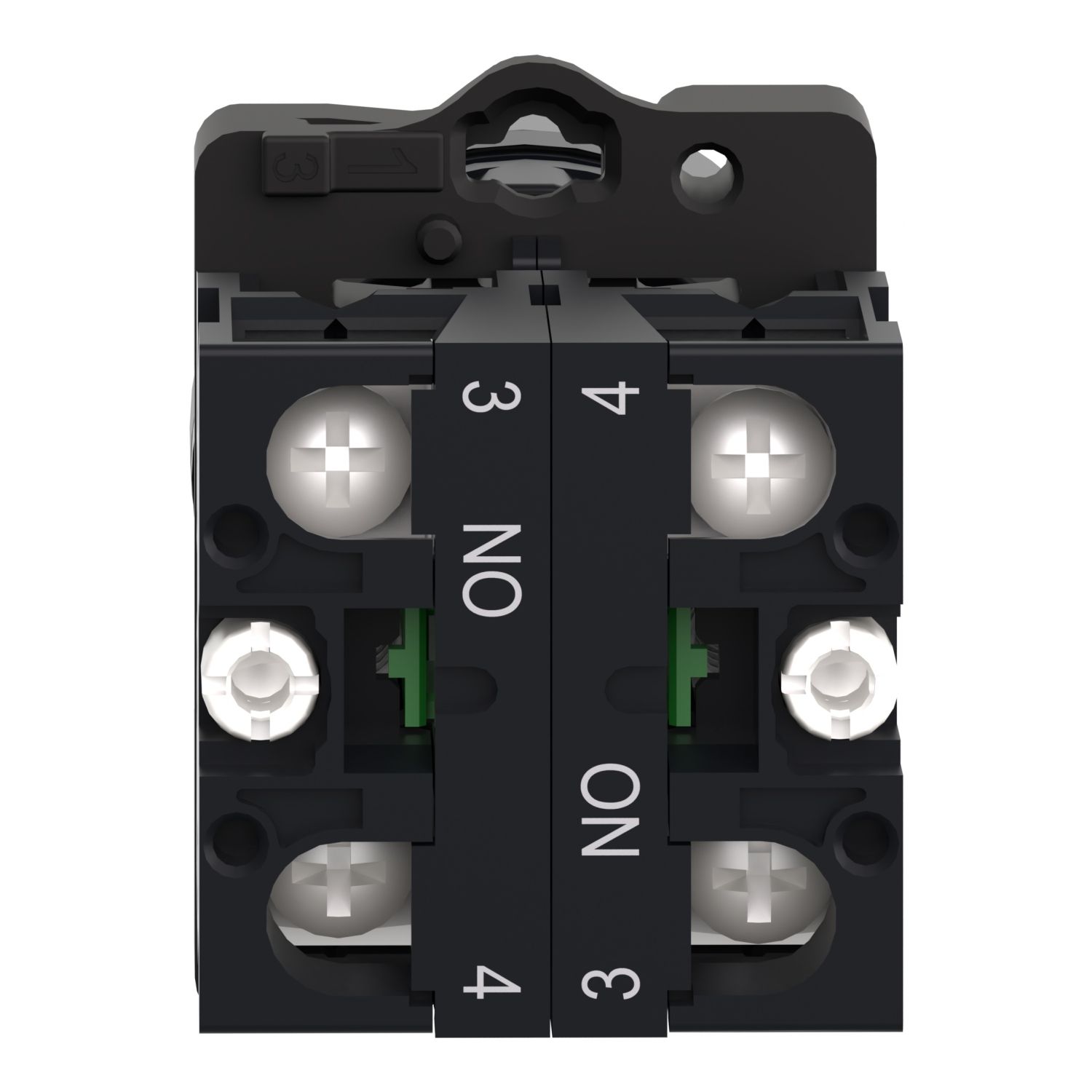 Picture of Complete selector switch, Easy Harmony XA2, plastic, black, 22mm, long handle, 3 positions, spring return to center, 2NO
