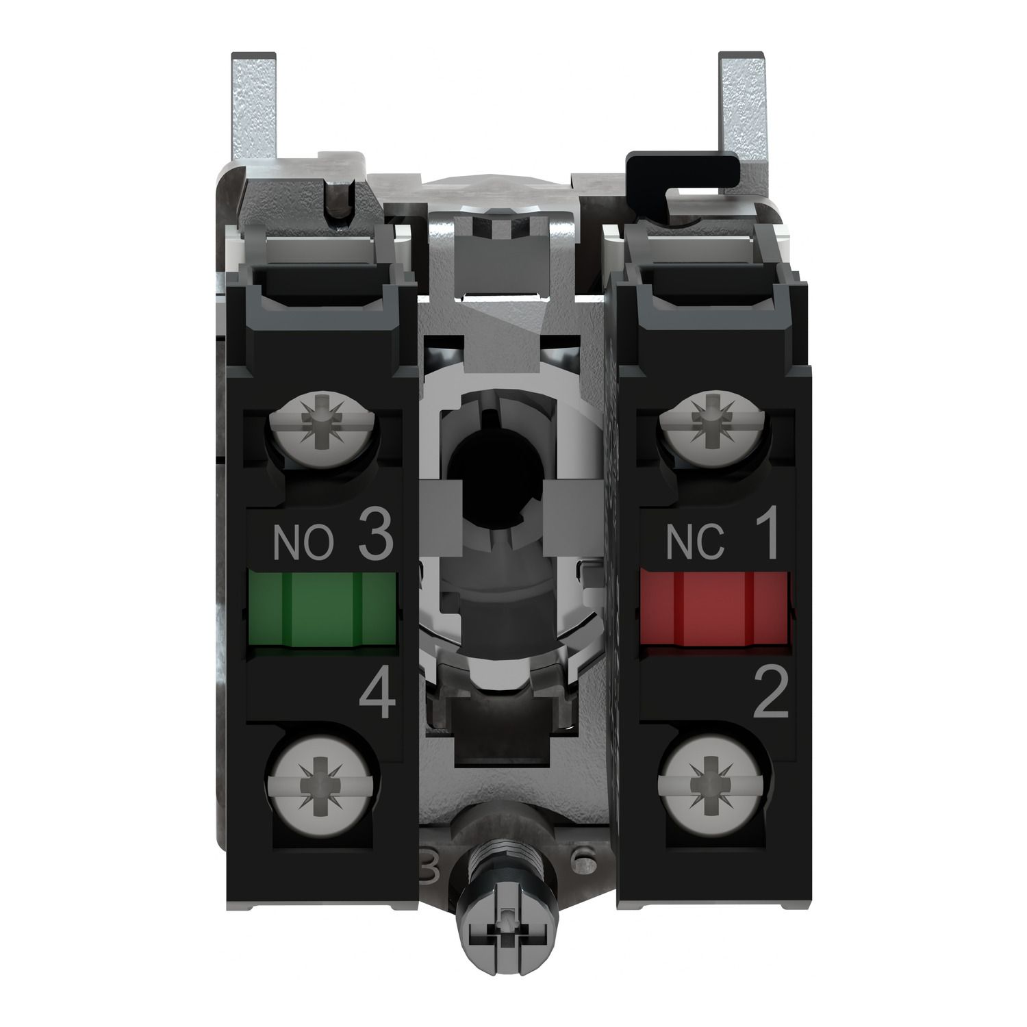 Picture of Selector switch, Harmony XB4, metal, black, 22mm, 2 positions, stay put, 1NO+1NC