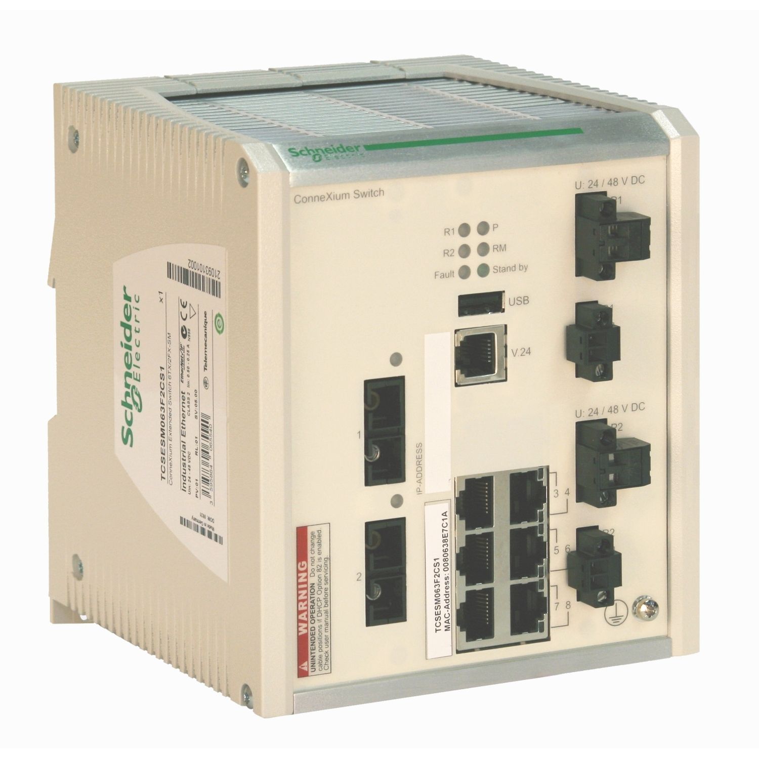 Picture of ConneXium Extended Managed Switch - 6 ports for copper + 2 ports for fiber optic multimode