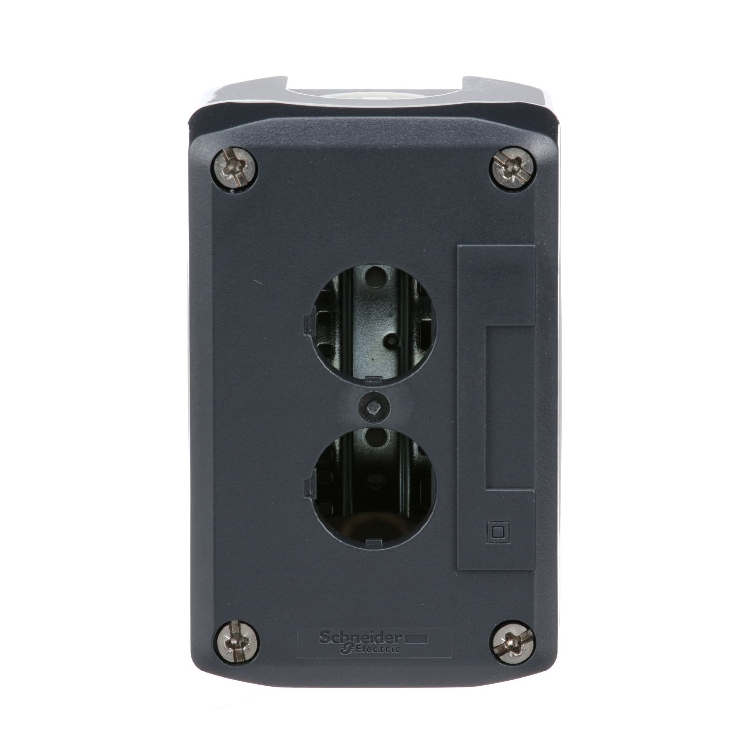 Picture of Empty control station, Harmony XALD, XALK, plastic, dark grey lid, light grey base, 2 cut out, UL CSA certified