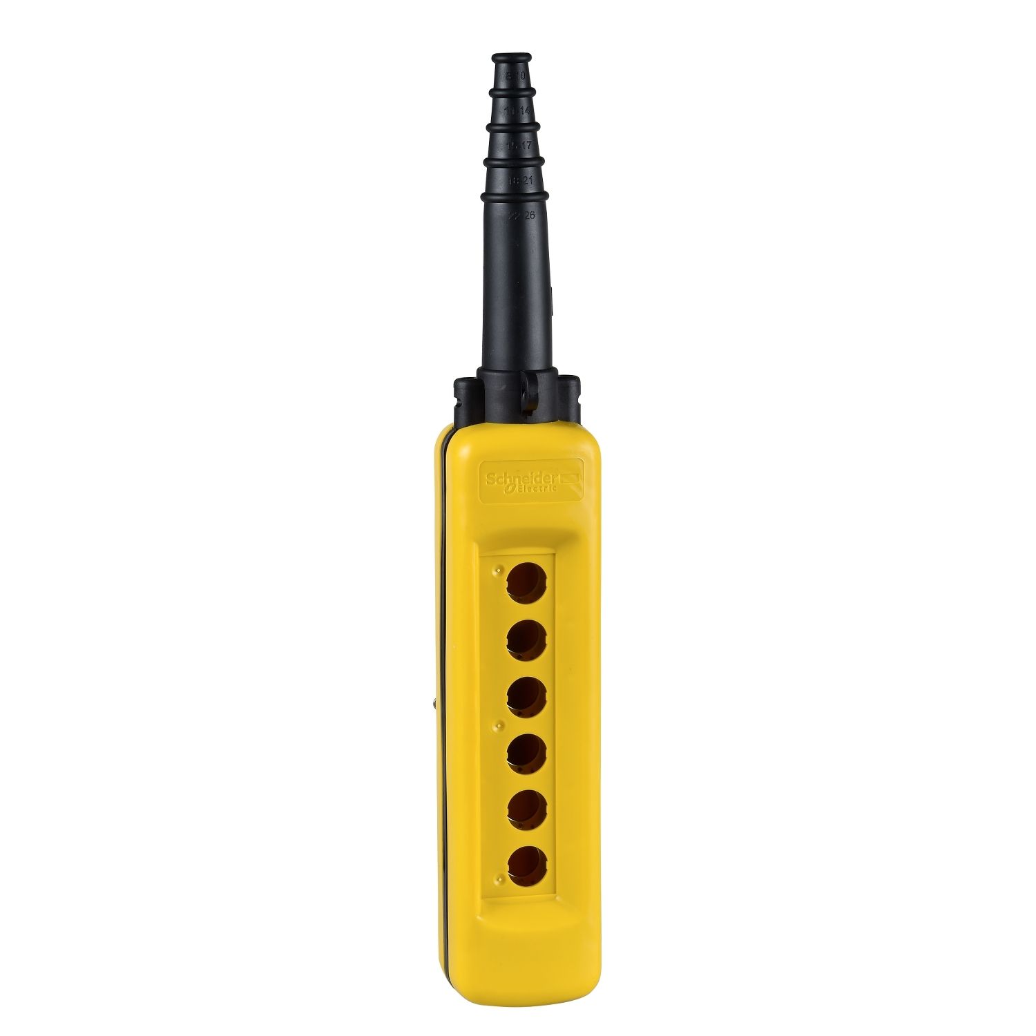 Picture of Empty pendant control station, Harmony XAC, plastic, yellow, 6 cut outs