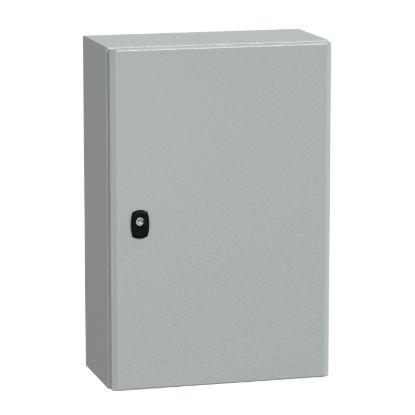 Picture of Wall mounted steel enclosure, Spacial S3D, plain door, with mounting plate, 600x400x200mm, IP66, IK10