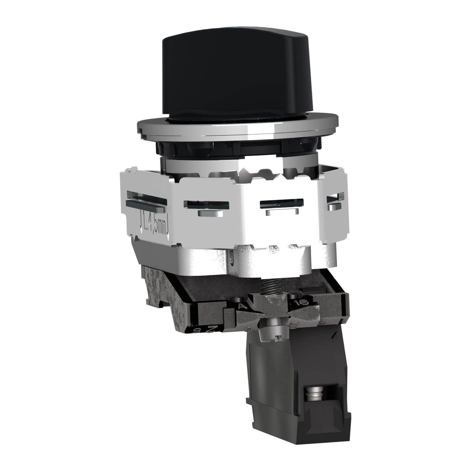 Picture of Selector switch flush mounted, Harmony XB4, metal, black, 30mm, 2 positions, stay put, 1NO