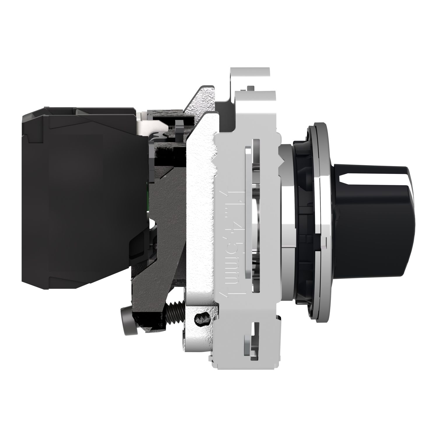 Picture of Selector switch flush mounted, Harmony XB4, metal, black, 30mm, 2 positions, stay put, 1NO