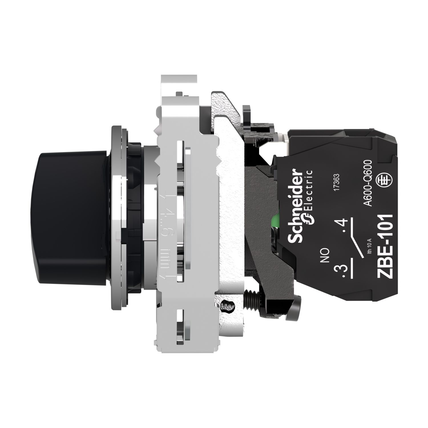 Picture of Selector switch flush mounted, Harmony XB4, metal, black, 30mm, 2 positions, stay put, 1NO