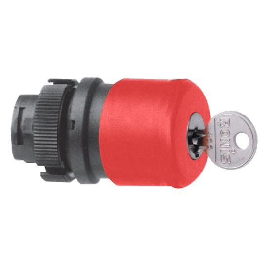 Picture of emergency stop head Ø 30 mm - key release - Ø 22 - red