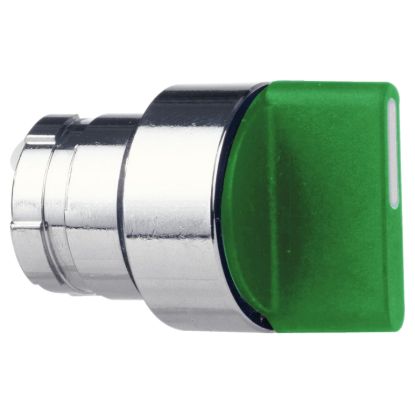 Picture of illuminated selector switch head - 2 positions - Ø 22 - green