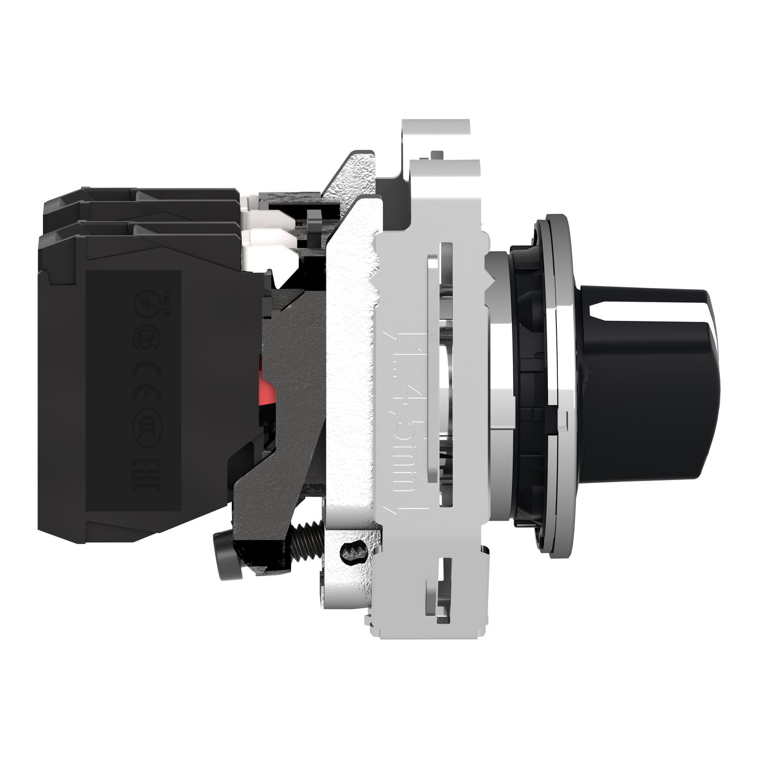 Picture of Selector switch flush mounted, Harmony XB4, metal, black, 30mm, 2 positions, stay put, 1NO+1NC