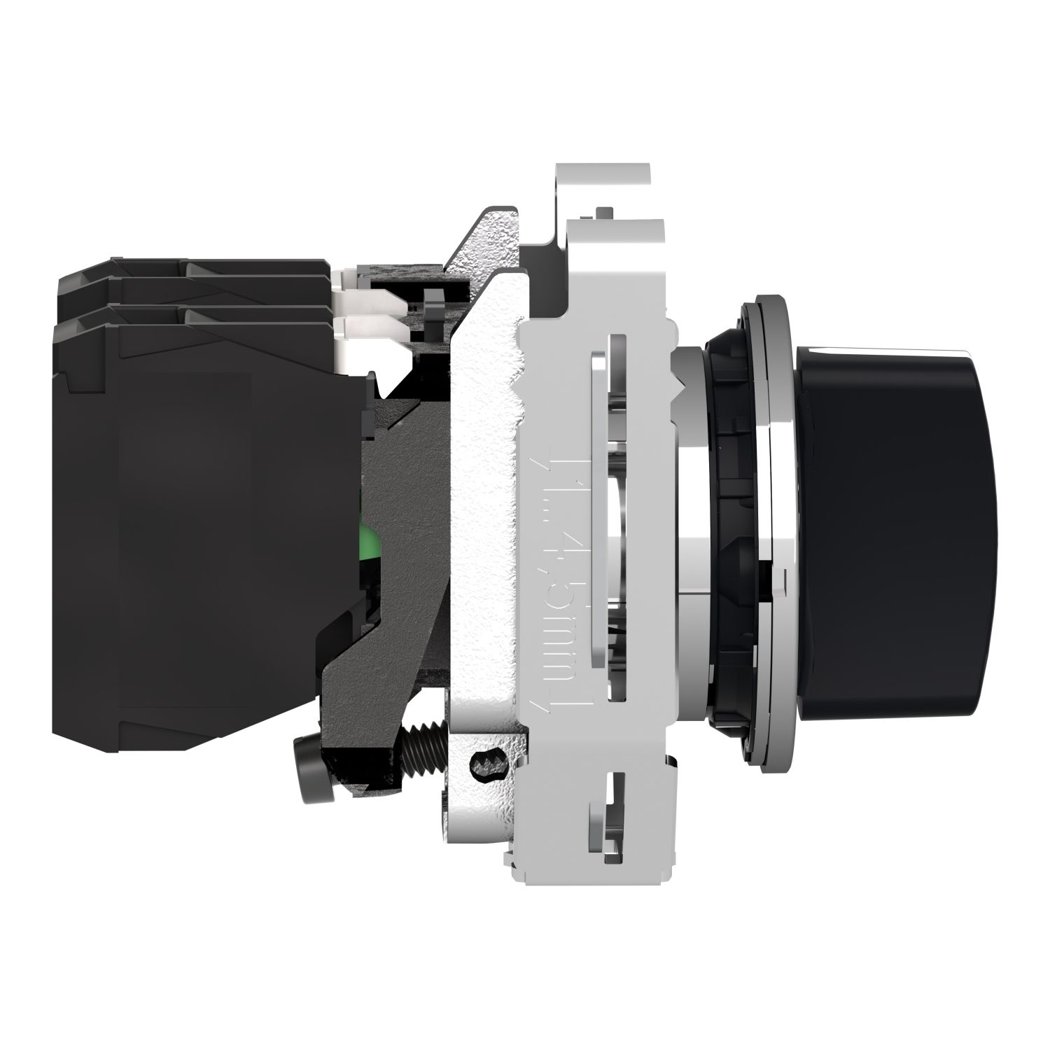 Picture of Selector switch flush mounted, Harmony XB4, metal, black, 30mm, 3 positions, stay put, 2NO