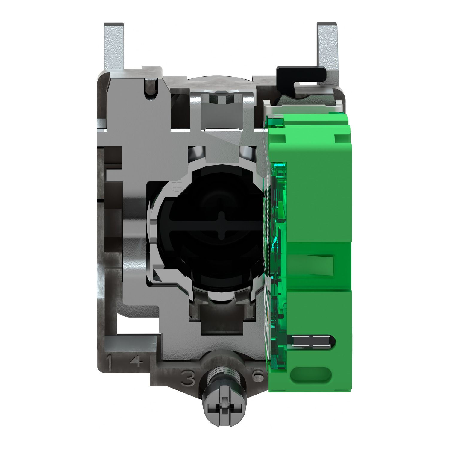 Picture of Wireless and batteryless transmitter, Harmony XB5R, push button, metal, white, 22mm, spring return