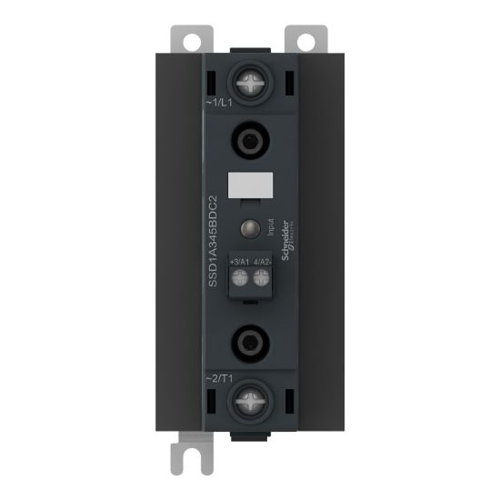 Picture of DIN rail mount, Harmony Solid State Relays, 45A, zeroVoltage switching, contactor configuration screw input, input 4 to 32V DC, output 48 to 600V AC
