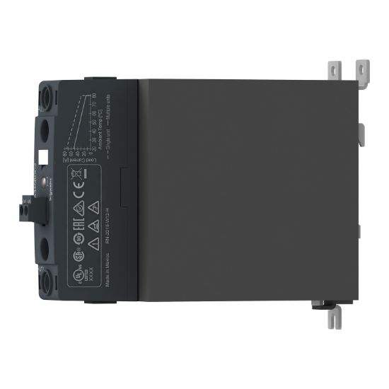 Picture of DIN rail mount, Harmony Solid State Relays, 60A, zero Voltage switching, contactor configuration screw input, input 4 to 32V DC, output 48 to 600V AC