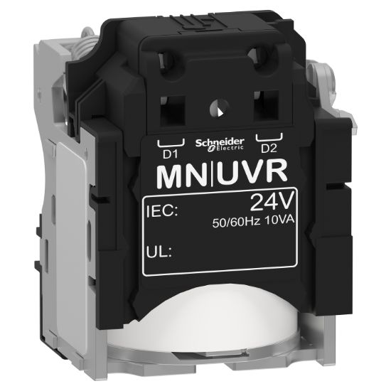 Picture of Undervoltage release MN, ComPacT NSX, rated voltage 24VAC 50/60Hz, screwless spring terminal connections