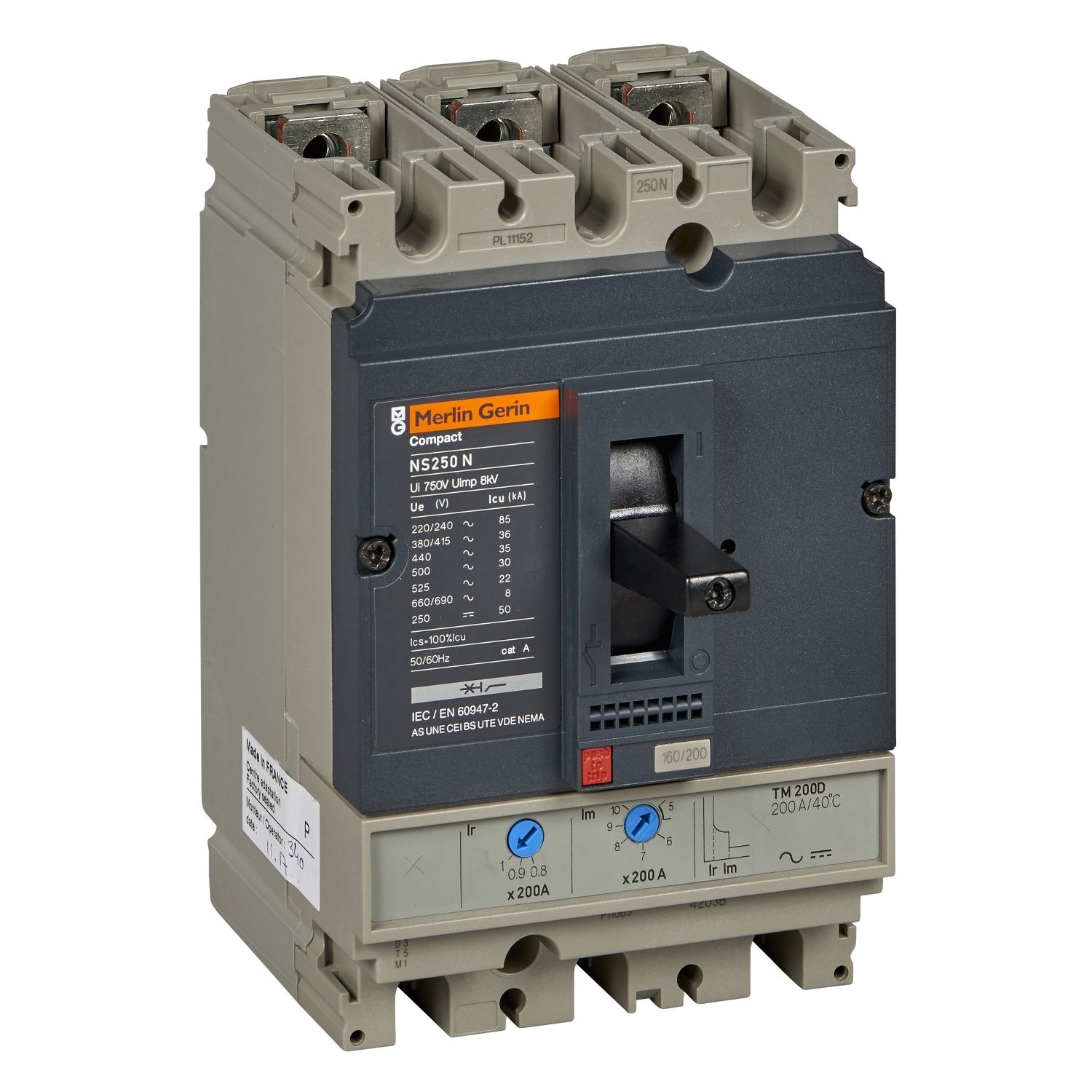 Picture of circuit breaker Compact NS250N - TMD - 200 A - 3 poles 3d