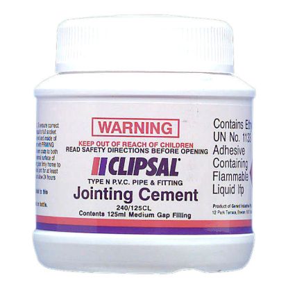 Picture of PVC Medium Gap Filling Clear Cement, Clipsal - Cable Management, 125Ml Bottle with Brush