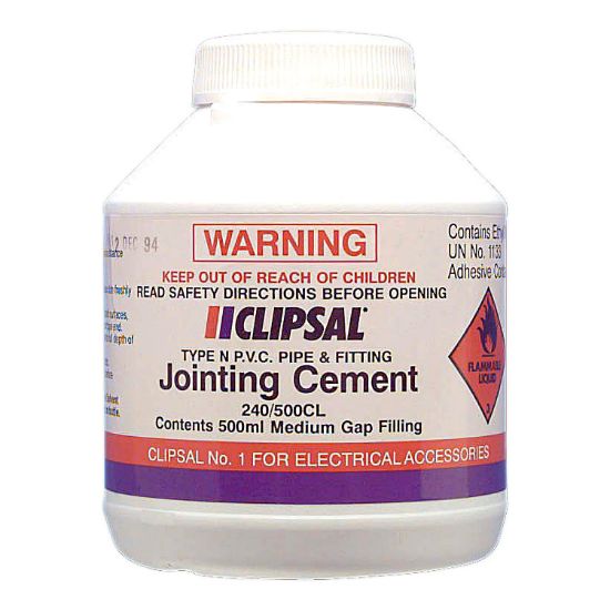 Picture of PVC Medium Gap Filling Clear Cement, Clipsal - Cable Management, 500ml Bottle with Brush