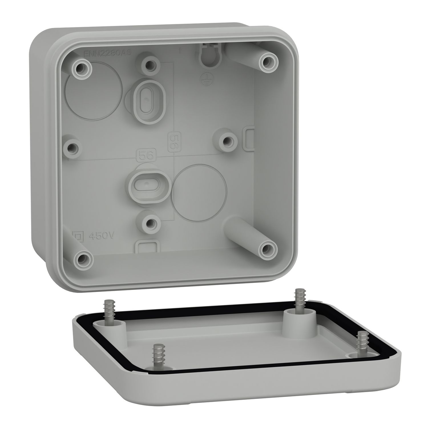 Picture of ABS box, Thalassa, IP66 IK07 RAL7035 Int.H80W80D65 Ext.H89W89D51 Opaque cover H10
