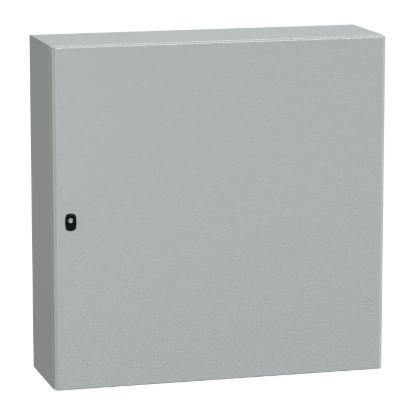 Picture of Wall mounted steel enclosure, Spacial S3D, plain door, with mounting plate, 1000x1000x300mm, IP66, IK10