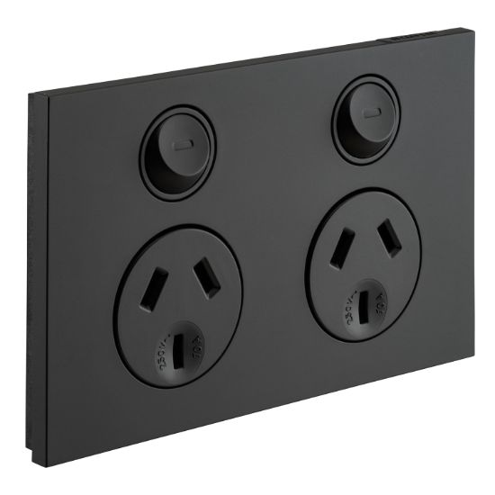 Picture of Double Power Point Cover, Saturn Zen, Horizontal Mount, 250V, 10A