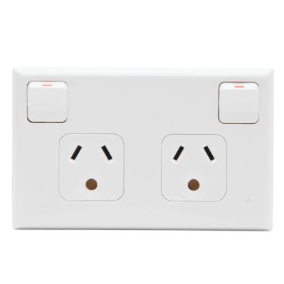 Picture of Socket Outlet 600 Series - Twin switched - Assembled - Horizontal - For lighting - 250 V - 10 A - White