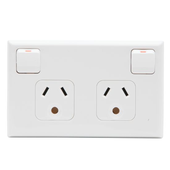 Picture of Socket Outlet 600 Series - Twin switched - Assembled - Horizontal - For lighting - 250 V - 10 A - White