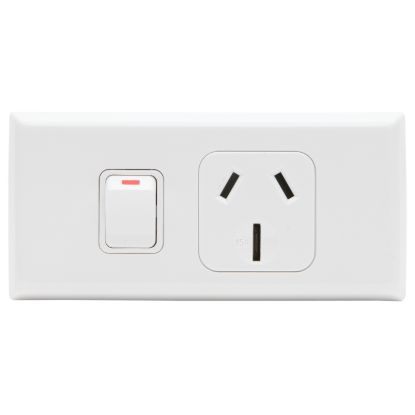 Picture of Single Worktop Switched Socket Outlet; 15A, 250VAC, White