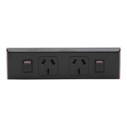 Picture of Socket Outlet 600 Series - Twin switched - Assembled - Horizontal - Worktop - Single base - 250 V - 10 A - Black