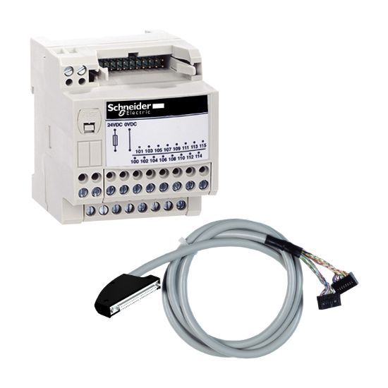 Picture of passive connection sub-base, Modicon ABE7, 16 inputs or outputs, wiring kit,  cable 2m