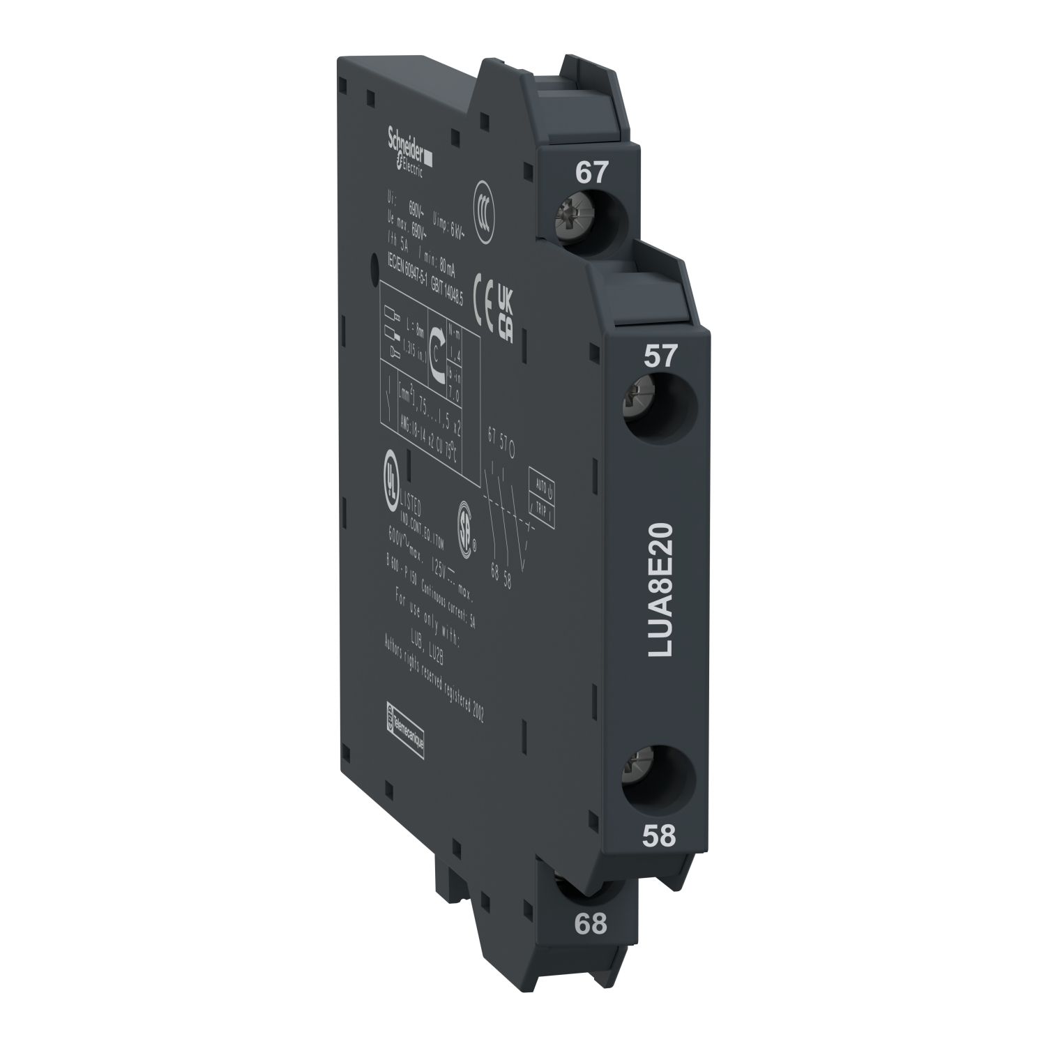 Picture of Auxiliary contact, TeSys Ultra, 2NO, 690VAC/DC, for Start-stop signalling, Screw clamp terminals