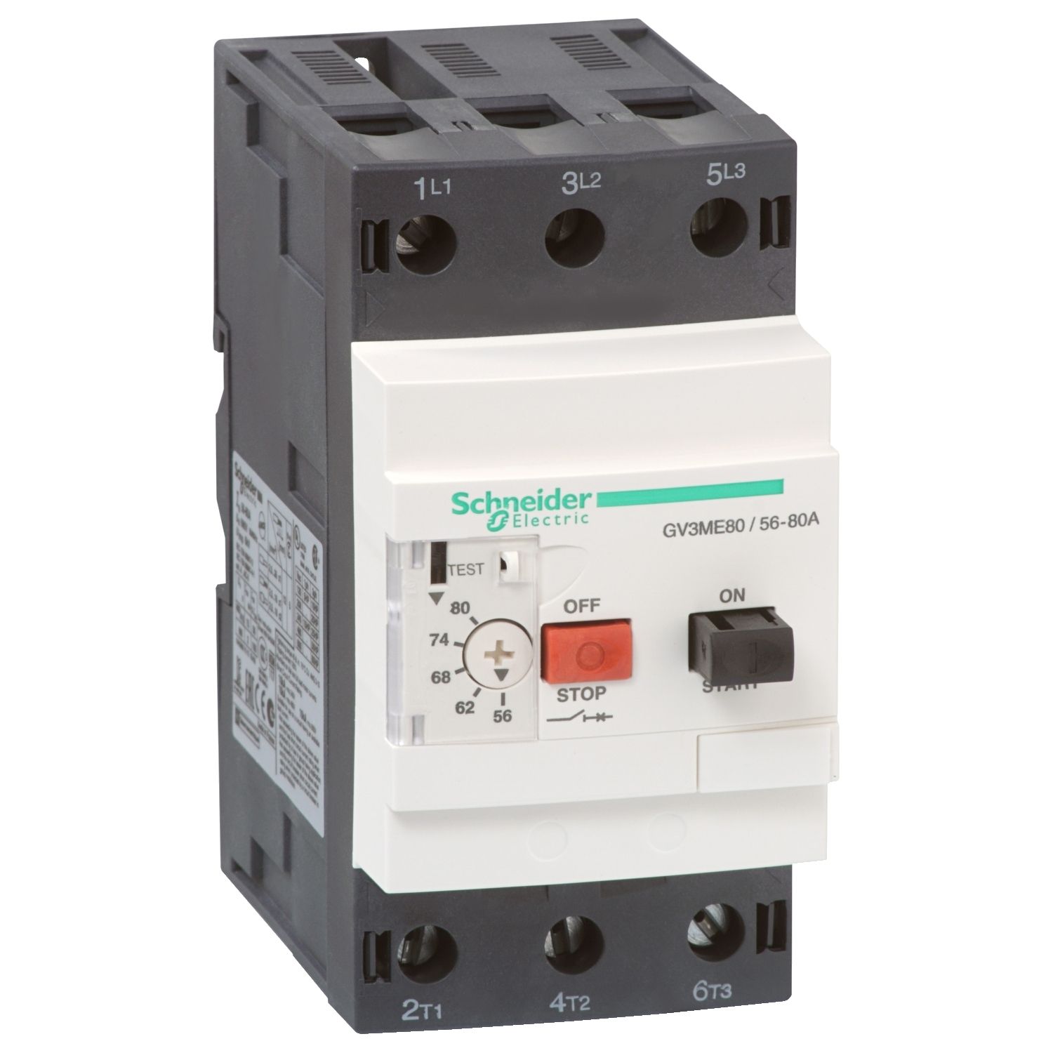 Picture of Motor circuit breaker, TeSys Deca, 3P, 56-80 A, thermal magnetic, screw clamp terminals