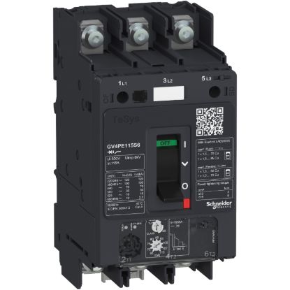 Picture of Motor circuit breaker, TeSys GV4, TeSys GV4, 3P, 7A, Icu 50kA, thermal magnetic, lugs terminals