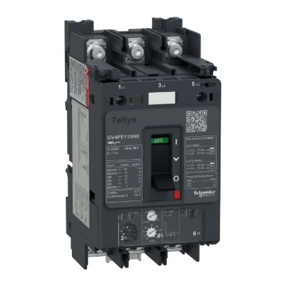 Picture of Motor circuit breaker, TeSys GV4, TeSys GV4, 3P, 115A, Icu 50kA, thermal magnetic, lugs terminals