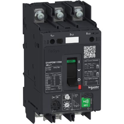 Picture of Motor circuit breaker, TeSys GV4, TeSys GV4, 3P, 25A, Icu 50kA, thermal magnetic multifunction, lugs terminals