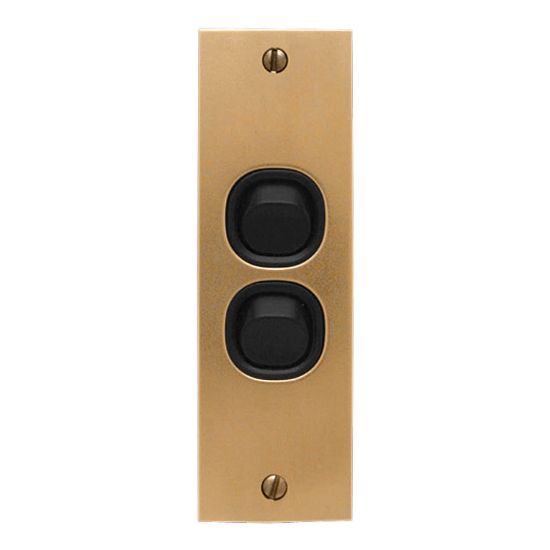 Picture of Flush Switch, Metal Plate Series, 2 Gang, 250VAC, 10A, Range, B Style, Architrave, Brass