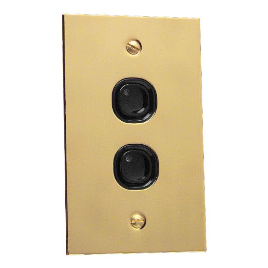 Picture of Flat Plate, C-Bus Control and Management System, Key Input, 2 Gang, B Style, Learn Enabled, Brass