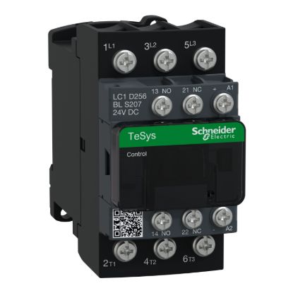 Picture of Contactor, Tesys Deca, railway S207, 3P(3NO), AC-3/AC-3e, 25A, <=440V, 24V DC low consumption coil, lugs-ring terminals