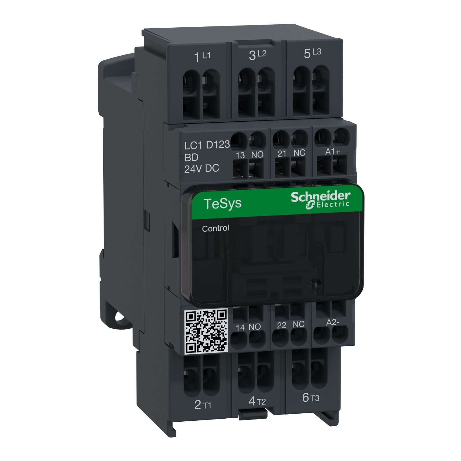 Picture of Contactor, TeSys Deca, 3P(3NO), AC-3/AC-3e, <=440V, 12A, 24V DC coil, spring terminals