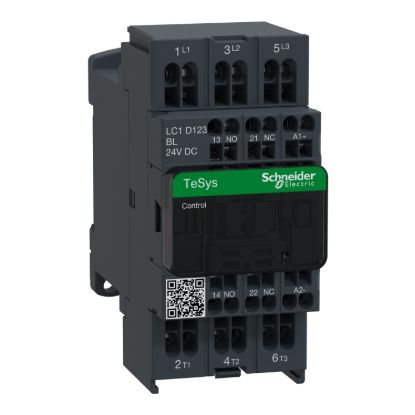 Picture of Contactor, TeSys Deca, 3P(3NO), AC-3/AC-3e, <=440V, 12A, 24V DC low consumption coil, spring terminals