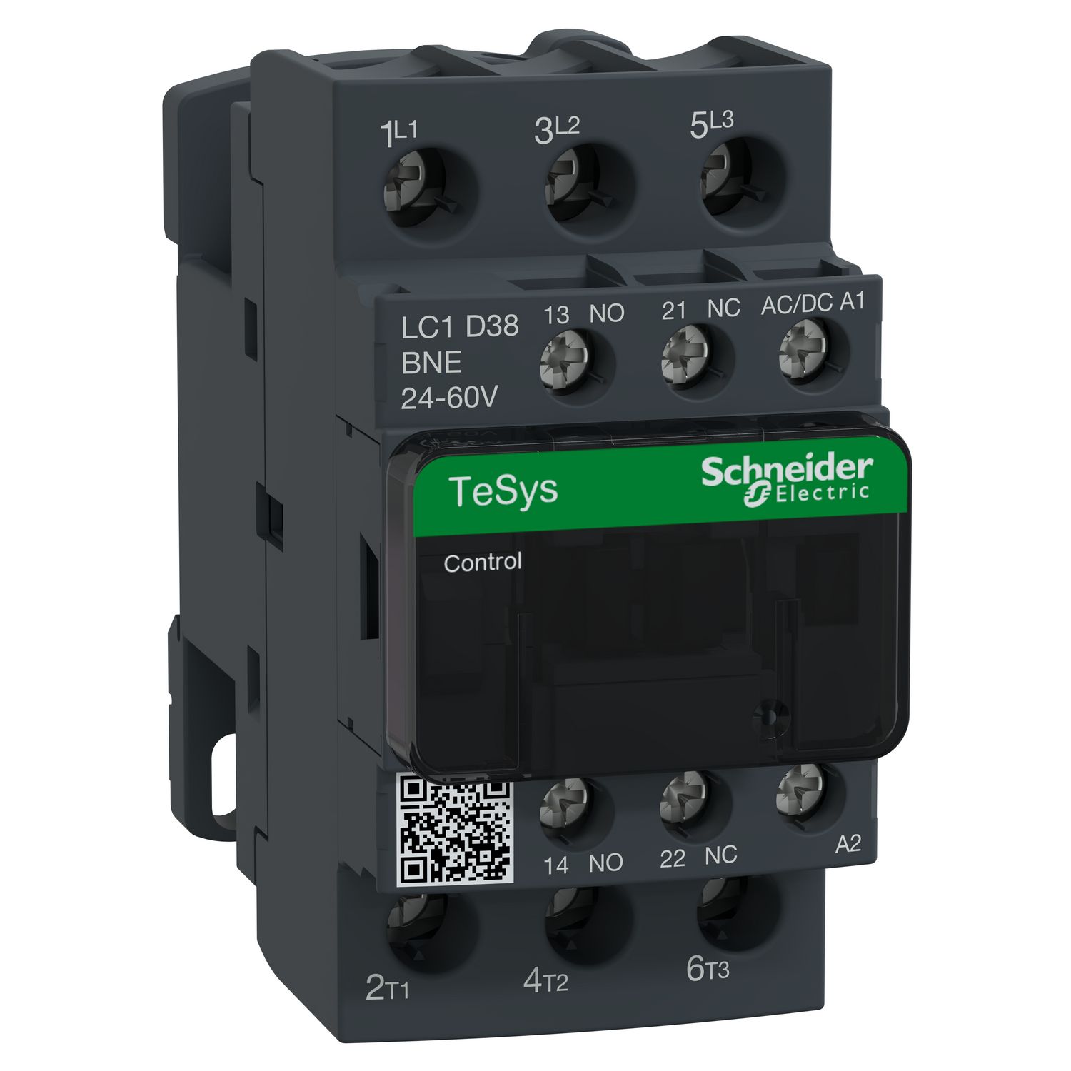 Picture of Contactor, TeSys D, TeSys Deca, 3P(3 NO), AC-3/AC-3e, 0 to 440V, 38A, 24 to 60VAC/DC coil