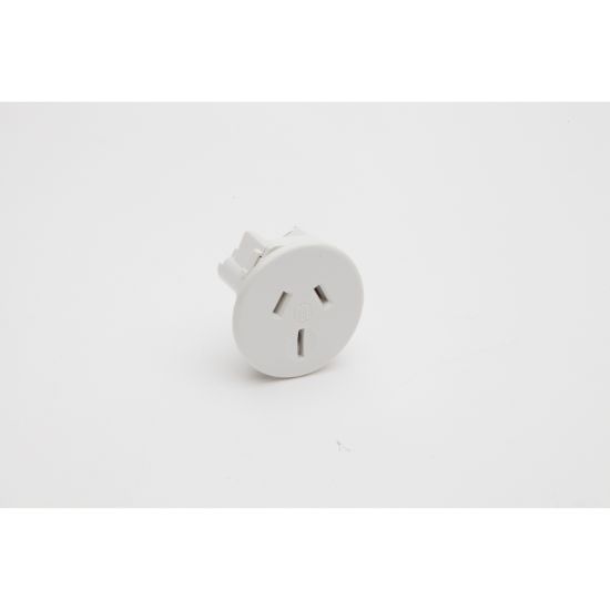 Picture of Round Socket; 10A, 230 - 240VAC, White, 1 - 2.5mm Panel