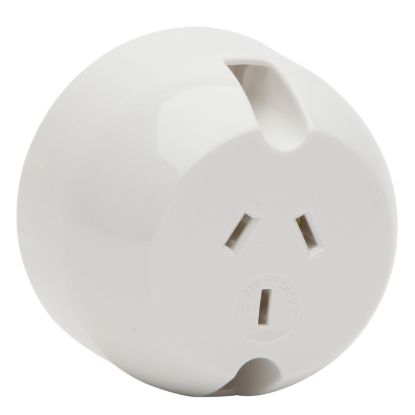 Picture of Surface Socket Outlet; 10A, 250VAC, 1-Gang, White