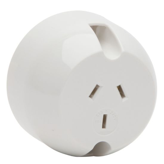 Picture of Surface Socket Outlet; 10A, 250VAC, 1-Gang, White