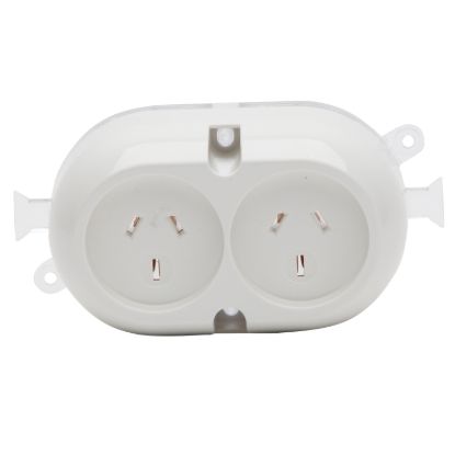 Picture of Surface Socket Outlet With Mounting Plate; 10A, 250VAC, 2-Gang, White